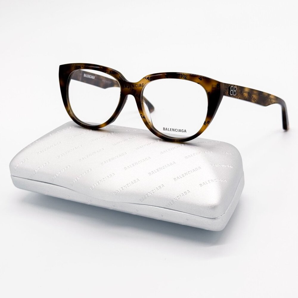 NEW BALENCIAGA EYEGLASSES BB0131O 008 ROUND OVAL HAVANA WOMEN EYEWEAR BALENCIAGA